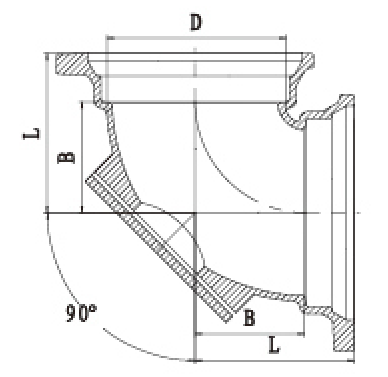 B型90度帶門(mén)彎頭結(jié)構(gòu)圖
